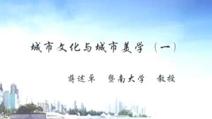 城市文化与城市美学视频教程 蒋述卓 4讲 暨南大学