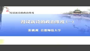 漫议新诗的政治维度视频教程 张桃洲 5讲 首都师范大学