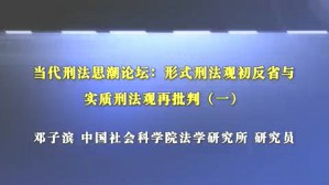 当代刑法思潮论坛-形式刑法观初反省与实质刑法观再批判视频教程 邓子滨 7讲 中国社会科学院