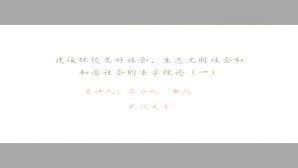 建设和谐社会 环境友好社会的法学理论视频教程 蔡守秋 7讲 武汉大学