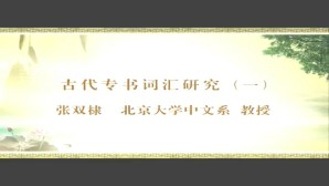 古代专书词汇研究视频教程 张双棣 6讲 北京大学