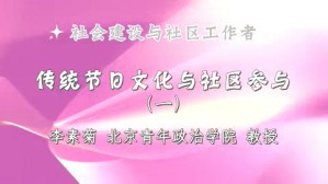 社会建设与社区工作者视频教程 李素菊 9讲 北京青年政治学院