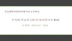 多元视野中的中国现当代文学研究视频教程 王彬彬 6讲 南京大学