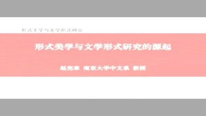形式美学与文学形式研究视频教程 赵宪章 6讲 南京大学
