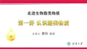 走进生物脂类物质视频教程 曹栋 6讲 江南大学